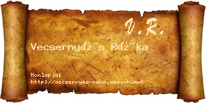 Vecsernyés Réka névjegykártya